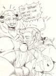  1boy 1girl beauty_and_the_beast cum cum_in_mouth disney drawing fellatio large_penis monochrome oral penis princess_belle the_beast wolfwood 