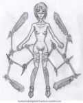 busou_renkin hdav monochrome multiple_arms nude_female tokiko_tsumura valkyrie_skirt weapons