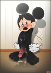 1girl anthro big_penis blush cum disney foreskin gninrom male male_only mammal mickey_mouse mouse penis retracted_foreskin rodent uncut