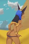  1girl 1girl absurd_res anbs-02 anthro ass blue_eyes canid canine clothing egyptian_clothing high_res hound_wolf looking_back mammal nipples panties pyramid snout underwear undressing zenonzard 