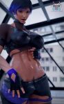 1girl 3d abs alluring athletic athletic_female bandit3dx bare_midriff big_breasts black_and_purple_hair blue_hair female_abs female_focus female_only fit_female hourglass_figure muscle_tone namco navel pubes pubic_hair pubic_hair_peek reina_(tekken reina_(tekken) sweat tagme tekken tekken_8 toned toned_female wide_hips 