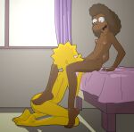  2020 20th_century_fox 2girls aged_up ass barefoot bed breasts color dark-skinned_female dark_skin detailed_background digital_media_(artwork) evilweazel_(artist) feet female female/female female_only fingering fingering_self high_res interracial janey_powell kneel lisa_simpson looking_back masturbation navel nipples nude on_bed open-mouth_smile open_mouth oral pussylicking sitting small_breasts smile soles spiky_hair teen the_simpsons toes uncensored yellow-skinned_female yellow_body yellow_skin yuri 