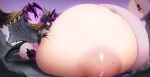 1girls areola big_breasts big_breasts breasts dragon dragon_girl enormous_breasts giantess gigantic_breasts huge_ass huge_breasts huge_thighs hyper hyper_breasts large_areolae nipples paizuri purple_eyes purple_hair thick_thighs wowowo-chan