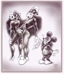2004 anthro anthro_only bivouac clarabelle_cow disney fur furry furry_only horace_horsecollar mickey_mouse monochrome nipples penis public_domain testicle trio