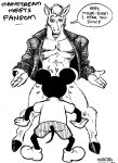  2boys anthro clothes disney duo english_text equid equine fur furry furry_only greyscale interspecies kjartan_arnorsson male male_only mickey_mouse monochrome mouse multiple_males rodent size_difference standing tagme text white_background yaoi 