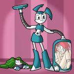 1girl cartoon_network crossover female_only foster&#039;s_home_for_imaginary_friends frankie_foster gynoid hourglass_figure human in_container jenny_wakeman multiple_females my_life_as_a_teenage_robot nickelodeon retal4 smooth_skin teen vacuum_cleaner vacuum_vore xj-9