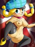  1girl 1girl anthro blonde_hair blue_eyes breasts buckteeth cartoon_network clothed clothing eurotrish flag flag_(object) footwear foster&#039;s_home_for_imaginary_friends genitals hair hat headgear headwear high_res imaginary_friend lechugansfw legwear mammal partially_clothed pussy rodent shoes simple_background stockings teeth united_kingdom 