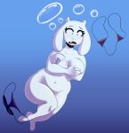 1girl 2017 5_toes absurd_res anthro barefoot biped black_eyebrows black_eyes boss_monster bovid breast_squish breasts bubble caprine clothing covering covering_breasts eyelashes fangs feet goat high_res horn humanoid_feet long_ears mammal milf navel nude ocean open_mouth plantigrade somescrub swimming toes toriel undertale undertale_(series) underwater video_games wardrobe_malfunction water white_fur white_horn wide_eyed