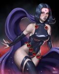  dc_comics dominant_female dravacus latex magical_girl raven_(dc) teen_titans violet_hair voluptuous 