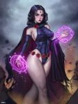  big_breasts dc_comics dominant_female dravacus latex magic magical_girl nipples raven_(dc) superheroine teen_titans 