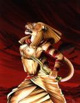  deity egyptian feline female furry heather_bruton heather_bruton_(artist) knife lion sekhmet solo 