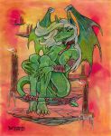  breasts candle collar dragon female furry green nude paul_defenbaugh paul_defenbaugh_(artist) pussy scaley scalie solo wings 