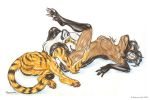    pussylicking closed_eyes furry hyena redrumwolf_(artist) tiger yuri   