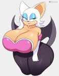  1girl anthro big_breasts breasts cleavage clothed_female female_focus female_only huge_breasts looking_at_viewer rouge_the_bat sega solo_female solo_focus sonic_*(series) sonic_the_hedgehog_(series) startop tagme thick_thighs video_game_character video_game_franchise watermark wings 
