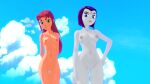 1girl 2_girls 3d 3d_(artwork) breasts breasts_out butts69420 dc_comics exposed_breasts female_only high_res illusion_soft koikatsu nipples nude nude_female older older_female raven_(dc) starfire teen_titans young_adult young_adult_woman