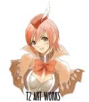  1girl :d armor beret blush bow bowtie breasts brown_eyes capelet cleavage cleavage_cutout cloak feathers hat hat_feather open_mouth pink_hair red_hair seena_kanon sega shining_(series) shining_wind short_hair simple_background smile solo taka_tony taka_tony_(artist) takayuki_tanaka takayuki_tanaka_(artist) tanaka_takayuki tanaka_takayuki_(artist) tony_taka tony_taka_(artist) white_background 
