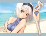  1280x1024 1girl art beach female female_only swimsuit white_hair 