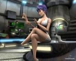 1girl 3d android breasts light-skinned_female light_skin painting_nails purple_hair sexbot six_(tripping_the_rift) tripping_the_rift
