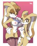  2019 2girls anthro areola bigdead93 breasts clothing cream_the_rabbit daughter duo eyelashes female female_only furry gloves half-closed_eyes high_res lagomorph legwear mammal milf mother_and_daughter navel nipples nude parent pubes rabbit sega smile sonic_(series) vanilla_the_rabbit 