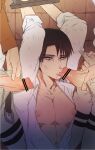  3boys attack_on_titan levi_(attack_on_titan) levi_ackerman male male_only oral_sex penis zipper 