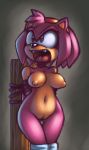  1girl amy_rose bondage breasts female female_only medium_breasts nitro solo sonic_(series) sonic_team tied_up 
