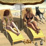  3d beach bikini dog huge_breasts nipples_visible_through_clothing 