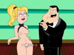  american_dad black_hair blonde_hair breasts earring francine_smith hairless_pussy lipstick nipple ponytail pussy sexpun_t&#039;come short_hair stan_smith 