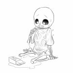 2010s 2018 animated_skeleton bottom_sans bottomless looking_at_self looking_down milk_carton pf-pro-fucker pf_pro_fucker sans sans_(undertale) shirt_only sitting skeleton soaked solo spilled_drink spilled_milk uke_sans undead undertale undertale_(series) wet wet_clothes wet_shirt