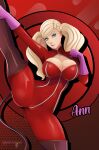  1girl 1girl 1girl alluring alternate_costume ann_takamaki atlus breasts clothed clothing dante-grapes kick kicking official_alternate_costume persona persona_5 
