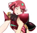 1girl big_breasts breasts clothed_gentleman nintendo pixiv_id_9257737 pyra_(xenoblade) red_eyes red_hair short_hair video_game_character video_game_franchise xenoblade_(series) xenoblade_chronicles_2