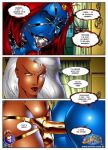  ass ball_gag comic discord_(comic) doggy_position from_behind marvel mystique nill_(artist) nude ororo_munroe seiren storm_(x-men) strap-on text vaginal x-men 