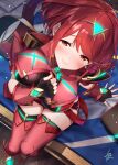 1girl big_breasts breasts nintendo pony_farm pyra_(xenoblade) red_eyes red_hair smile tagme thighhighs video_game_character video_game_franchise xenoblade_(series) xenoblade_chronicles_2