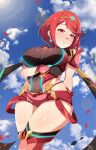 1girl big_breasts breasts clothed clothed_female exlic nintendo pyra_(xenoblade) red_eyes red_hair short_hair tagme video_game_character video_game_franchise xenoblade_(series) xenoblade_chronicles_2