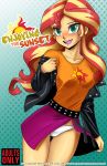  1girl blush clothed equestria_girls female female_only flashing friendship_is_magic long_hair looking_at_viewer my_little_pony panties skirt solo standing sunset_shimmer sunset_shimmer_(eg) white_panties 