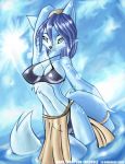 1girl 2005 alluring big_breasts bikini blue_fur female female_only furry krystal mark_thompson_(artist) nintendo solo_female star_fox tailsrulz