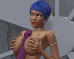  android big_breasts bling blue_hair breasts chode_mcblob eye_contact gif hair lipstick loop nipples paizuri paizuri_lead_by_female piercing six_(tripping_the_rift) tattoo tripping_the_rift 