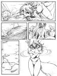 abluedeer back beach bikini blush canine comic cover_up covering_self embarrassing female furry monochrome shy silent skimpy solo topless vanessa volleyball wardrobe_malfunction