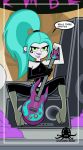 amp blue_hair boots breasts danny_phantom elbow_glove ember_mclain ghost guitar levelord lltoon looking_at_viewer open_legs speaker