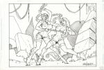 2girls battle_chasers boots crossover dildo fighting gus_vasquez hair_braid huge_breasts image_comics lara_croft monochrome nipples pubic_hair pussy red_monika tomb_raider torn_clothes treasure