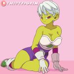  1girl animated armor bodysuit boots bouncing_ass bouncing_breasts cameltoe cheelai cleavage clothed curvy dragon_ball dragon_ball_super dragon_ball_super_(the_movie_of_broly) erect_nipples female female_only gloves huge_areolae huge_breasts on_side puffy_nipples short_hair socks text thick_thighs twistedgrim video voluptuous webm wide_hips 