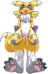  1_anthro 1_female 1_female_anthro 1_girl anthro anthro_canine anthro_fox anthro_vixen arm_warmers blue_eyes blush canine claws detached_sleeves digimon female female_anthro female_anthro_fox female_renamon foot_pads fox fur furry labia lowres open_mouth pussy pussy_juice renamon solo standing teen toei_animation vixen white_fur yellow_fur yin_yang young 