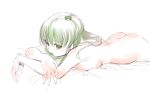  1girl ass female green_hair kochiya_sanae lying nude on_stomach sanae_kochiya solo tongue touhou 