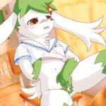  blush g-sun green_eyes navel pokemon shaymin 