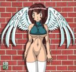  alluring bottomless breasts brown_eyes brown_hair creatures_(company) game_freak giselle_(pokemon) hairless_pussy huge_breasts humans_of_pokemon kageta lake_art naked_from_the_waist_down nintendo pokemon pokemon_(anime) pokemon_(game) porkyman pussy seiyo_yuto_(pokemon) student yuto_seiyo_(pokemon) 