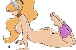  1girl ass breasts d! d!_(artist) horny image_comics julie_winters leg_warmer lipstick nipples sticker stripper the_maxx toes 