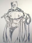 batman_(series) big_breasts breasts catwoman dc dc_comics frelncer lipstick monochrome nipples selina_kyle 