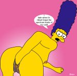  blue_hair hair marge_simpson pink_background sino tagme the_simpsons yellow_skin 