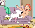  biohazard_(artist) brian_griffin curled_toes dog family_guy licking_pussy lois_griffin mole_(artist) pussylicking shoes_removed 