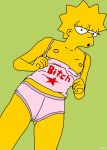  bitch_(text) bitch_(text_alone) female green_background lisa_simpson nipples sino tagme text the_simpsons yellow_skin 