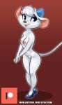  1girl anthro blue_eyes blue_high_heels breasts eyeshadow female female_anthro female_only furry high_heels lipstick looking_at_viewer miss_kitty_mouse mouse mouse_ears mouse_tail naked_heels nude rodent siroc solo standing the_great_mouse_detective white_fur 